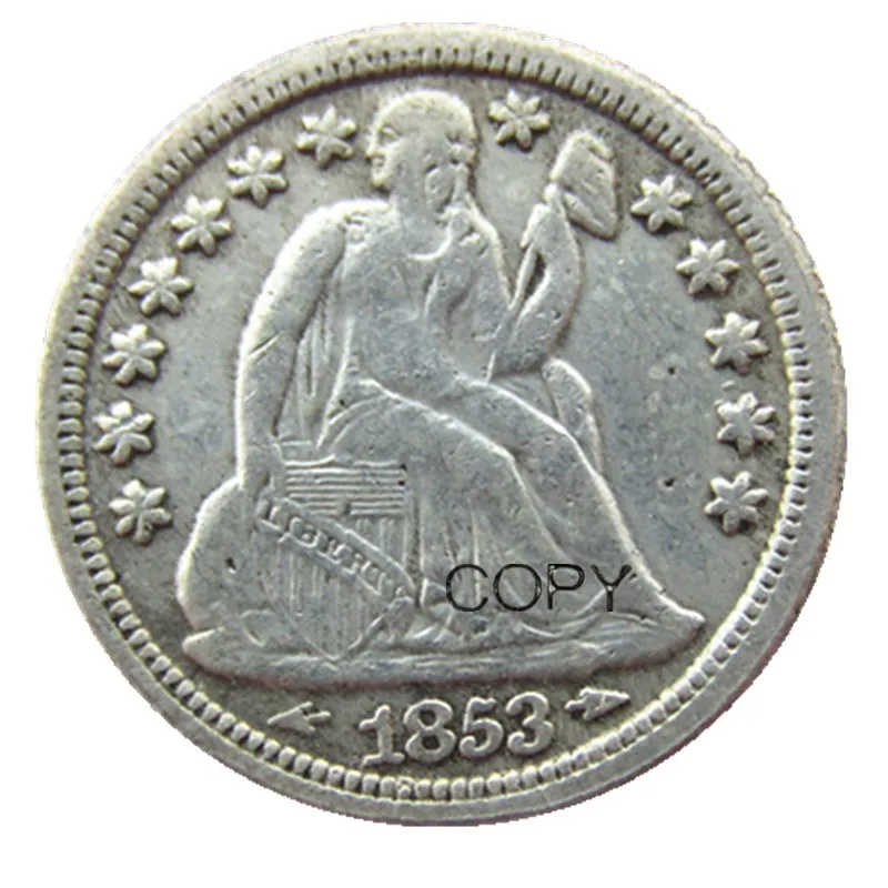

США 1853 P/S свобода сидя монета Посеребренная КОПИЯ монета