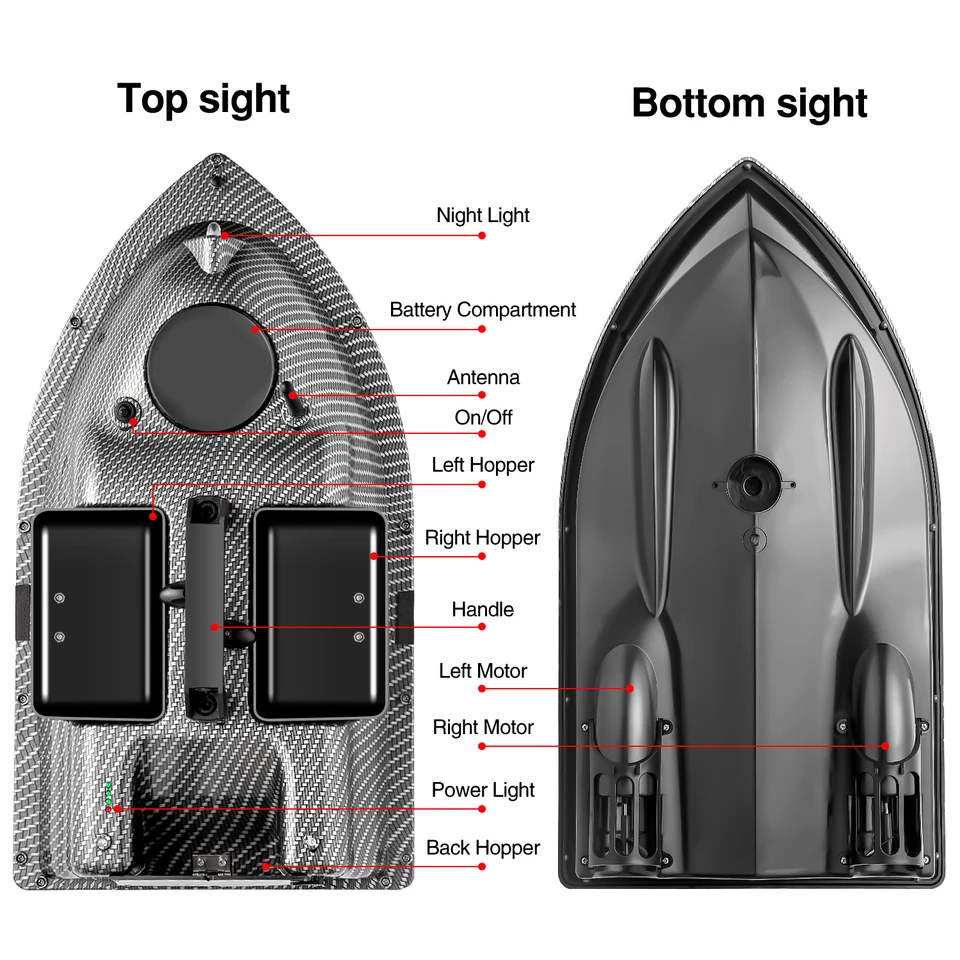 Bateau Appât Radio Commandé VERY100 500m – Sonar LCD – Détecteur De Poissons – Neuf