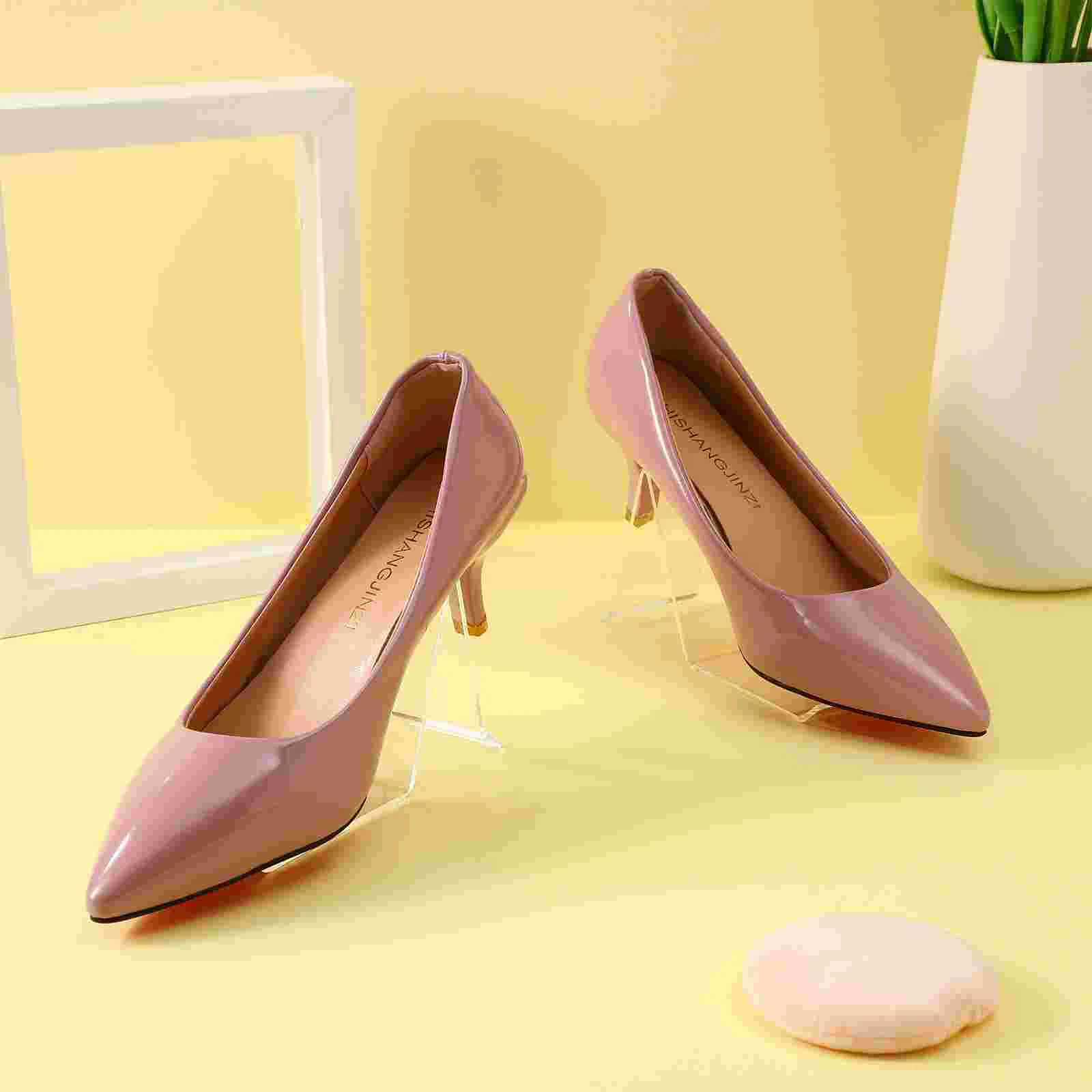 2 Pcs Shoe Support Sneaker Holder Sandals Heel Clear Rack Display Stand Acrylic 4