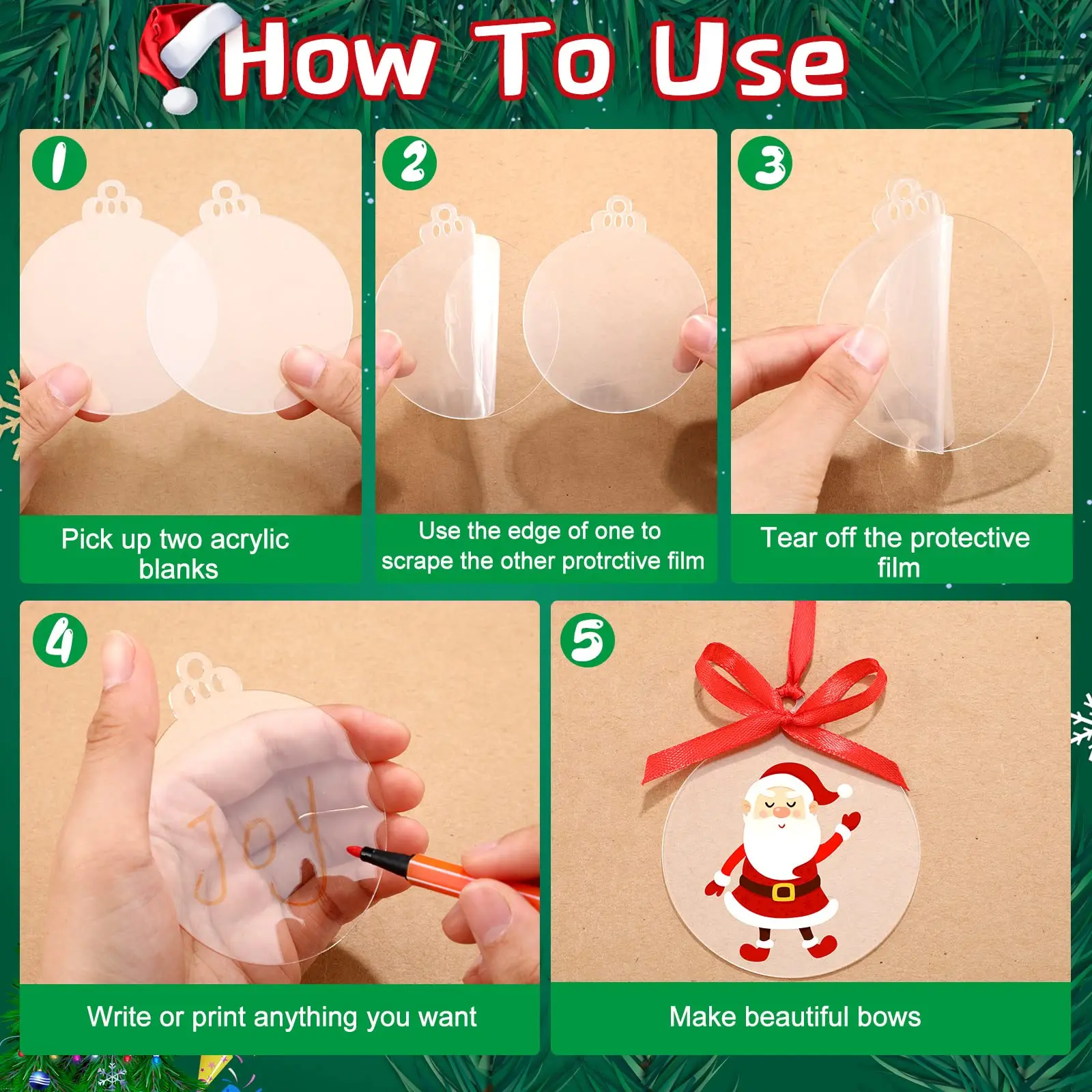 50pcs Christmas Hallowmas Clear Acrylic Ornament Blanks Bulk Round Acrylic Discs Ornament Vinyl Christmas Hanging Cir_voghion.com