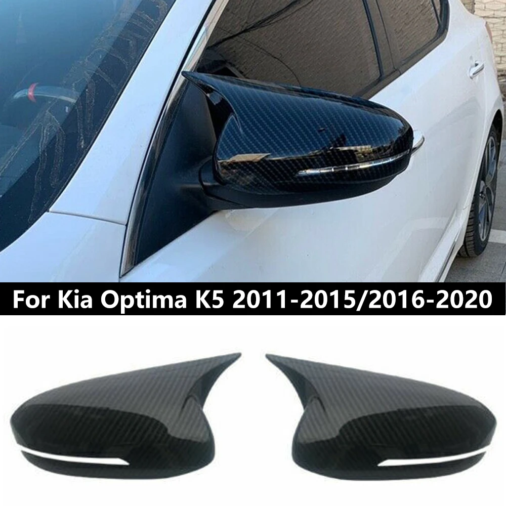 

For KIA K5 Optima 2011-2015/2016-2020 Auto Car Body Side Door Rearview Mirror Cover Sticker Trim ABS Carbon Fiber Style Black
