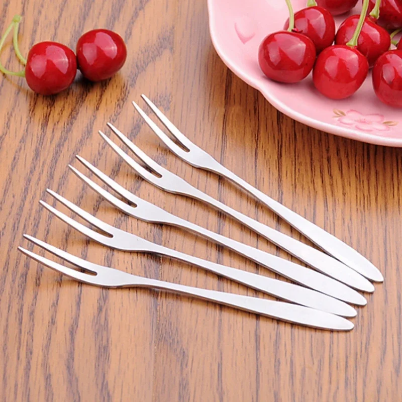 Stainless Steel Fruit Forks 5pcs/10pcs for Restaurant Cafeteria Home Party