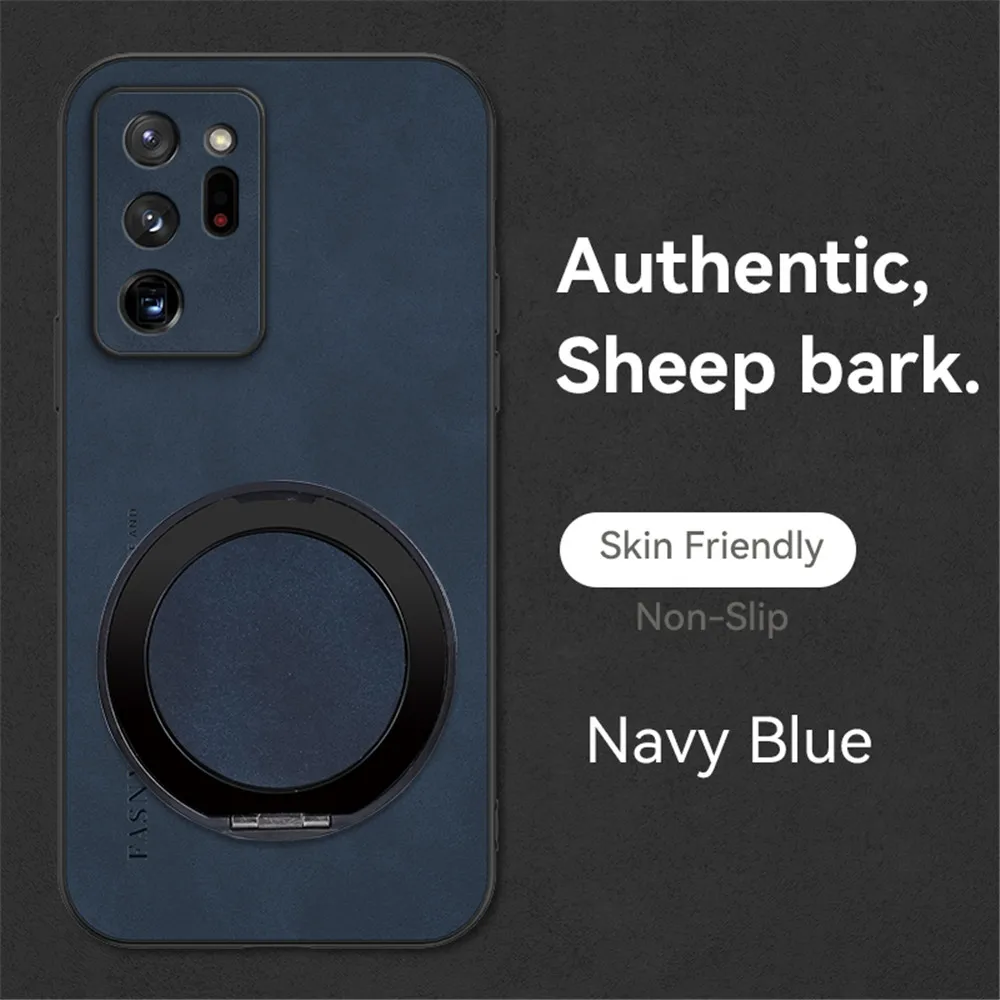 Luxury Sheepskin Leather Magnetic Phone Case with Stand and Shockproof Back Cover