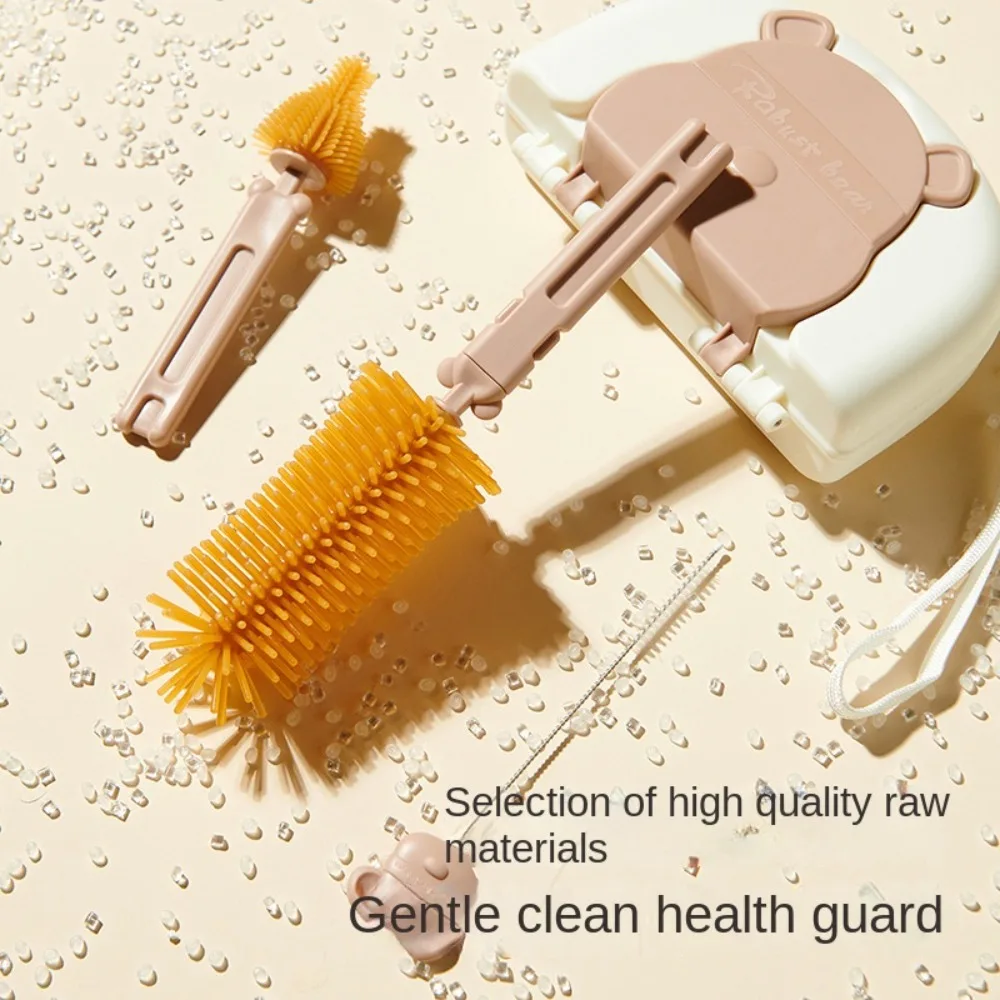 Multifunctional Bottle Cleaning Brush Set 8 in 1 Lion Glass Cup Washing Brush Silicone Storage Drain Rack