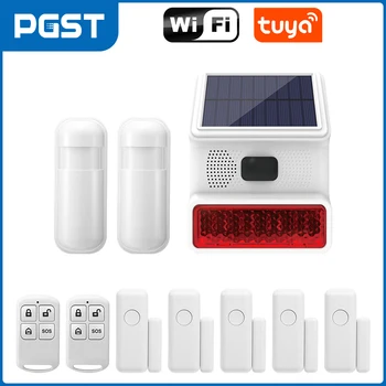433MHz Solar Outdoor Waterproof Siren with LED Flashing Light Function as Home Garage Shed Alarm System 1