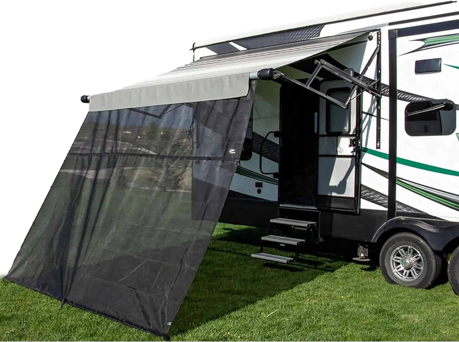 

Carefree of Colorado Drop RV Awning EZ ZipBlocker, Black Mesh RV Awning Shade Screen, Camper Accessory for Front Patio(17' x 9')