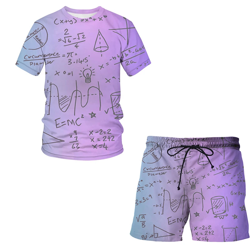 

Summer mathematical formula 3D Printed Men's T-shirt Shorts Set Men's Sportswear Tracksuit O Neck Short Sleeve Men's Clothing