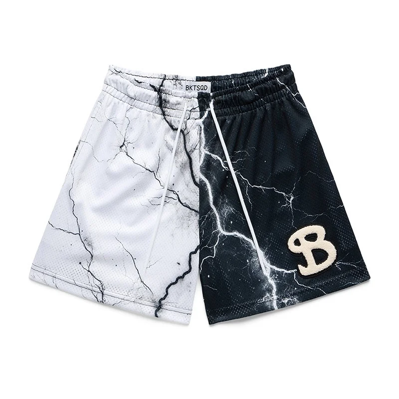 Summer fitness Men's shorts BKTSQD mesh quick drying quarter shorts Men casual sports running men basketball pants