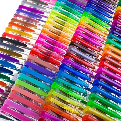 Glitter Gel Pens, 100-Color Neon Glitter Pens Fine Tip Art Markers