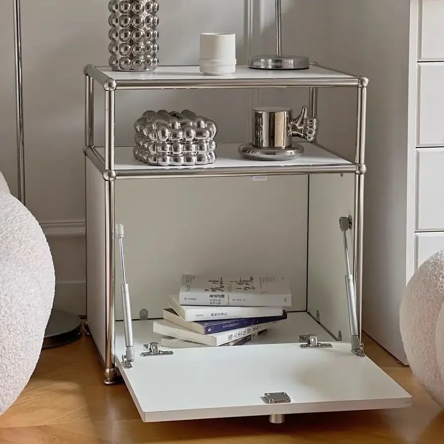 Metal Stainless Steel Bedroom Storage Bedside Cabinet Storage Living Room Sofa Side Cabinet Study Balcony Rack