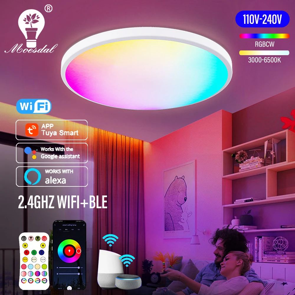 Smart WIFI LED Round Ceiling Light RGBCW Dimmable TUYA APP Compatible
