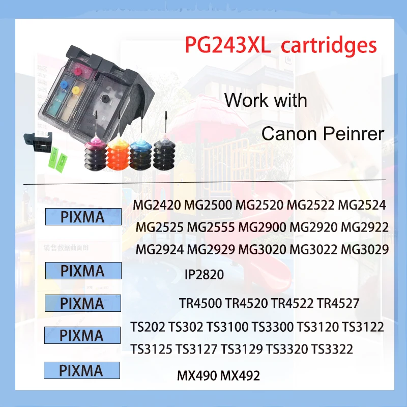 Tinta Impresoras Pixma Cartuchos Tinta Canon PG-243XL/CL-244XL - Combo 1 Negro + 1 Color Para Impresoras Pixma Series Repuestos PG-243XL CL-244XL Impresoras Pixma TR4520 TS3322