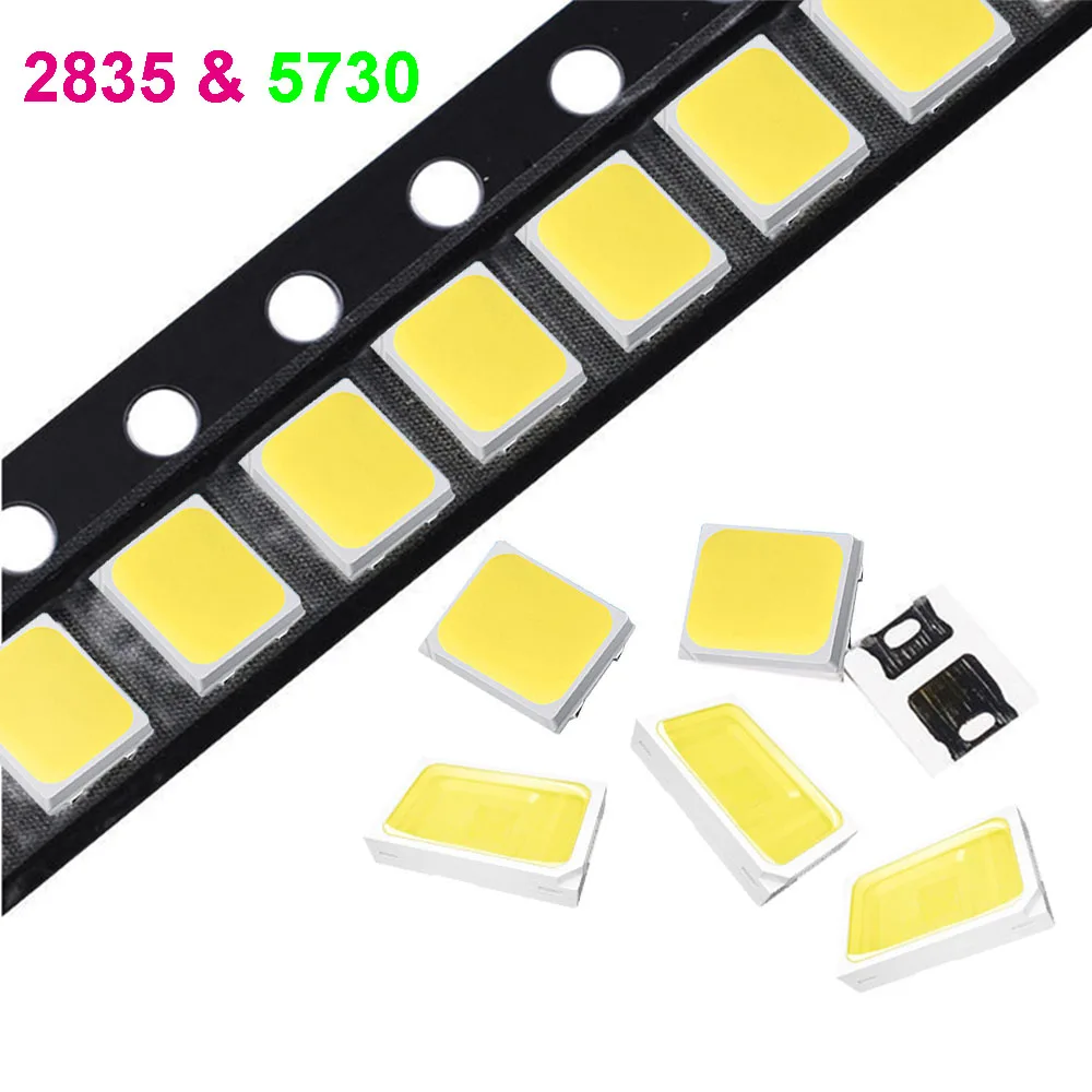 100pcs led smd 5730 or 2835 Copper LED COB Chip Lamp Beads 0.5W Led  lighting interior replacement parts For led round board bulb