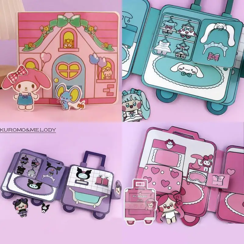 

Аниме Kawaii Sanrios Cinnamoroll My Melody Kuromi Тихая Книга ручной работы самодельные наклейки полуготовые детские игрушки подарки