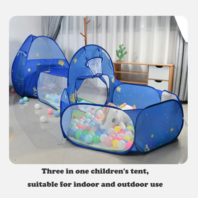 3 Pcs/set Portable Children's Tent Toys Indoor and Outdoor Play House Beach Tent Folding Crawling Tunnel Ocean Ball Pool Tents 4