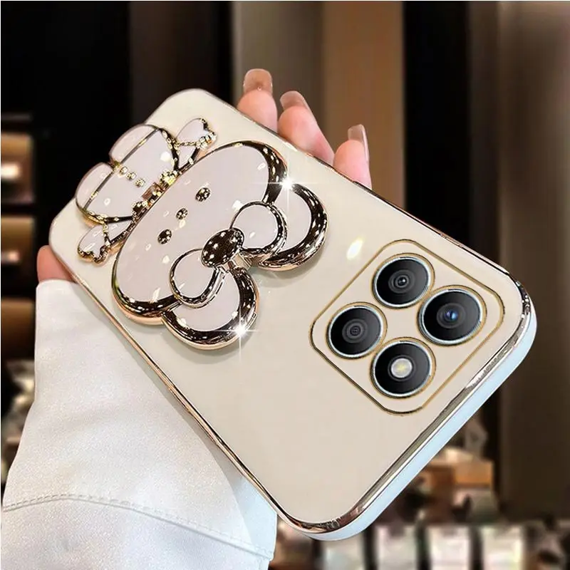 Diamond Strap Mirror Rabbit Holder Phone Case - Elegant and Multifunctional Design