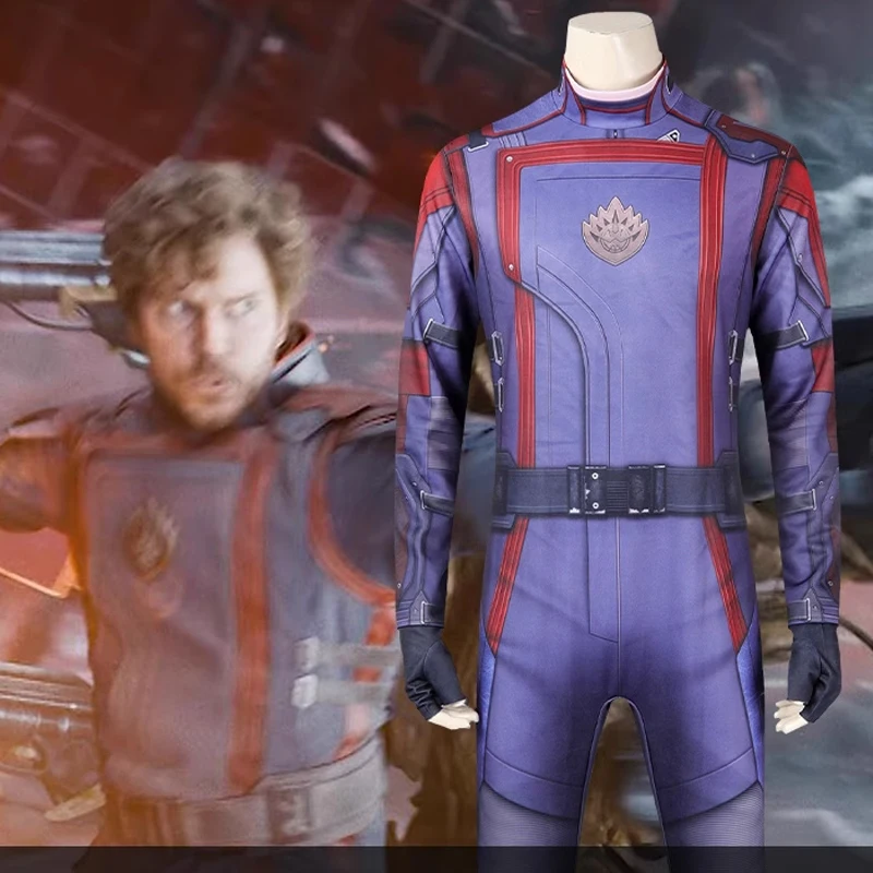 

Cosplaydiy Peter Costume Jumpsuit Galaxy hero Bodysuit Star Lord Spandex Zentai Adults Superhero Cosplay suit Halloween Outfits