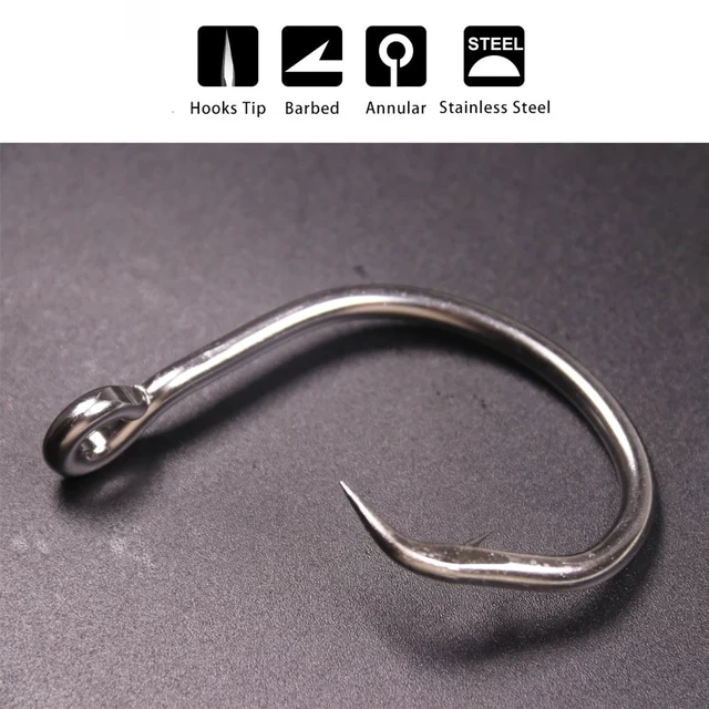 Wifreo 2/3/5pcs Saltwater Fishing Large Size Stainless Steel Hook Barbed  Offset Circle Hook For Tuna Shark Boat Trolling Fishing - AliExpress