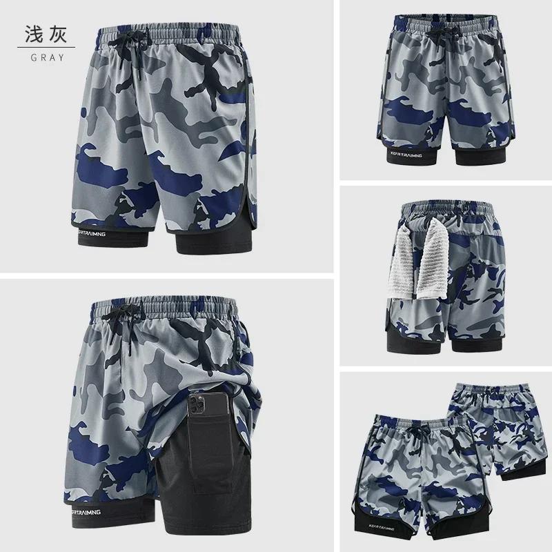 Männer Laufshorts Gym Sport 2 in 1 Camo Quick Dry Workout Training Gym Fitness Jogging Kurze Jogginghose Sommer Männer Sportswear – Detail 18
