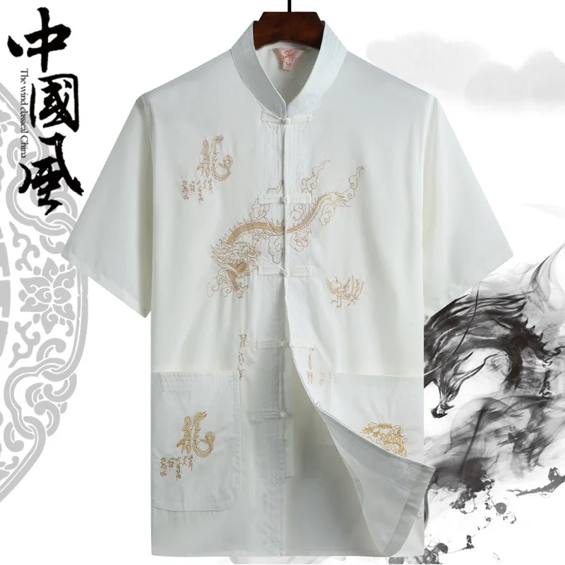 Men Chinese Style hanfu for men Tops traditional chinese shirt man Kung Fu wushu Trousers short shirt Oriental Fashion Clothing