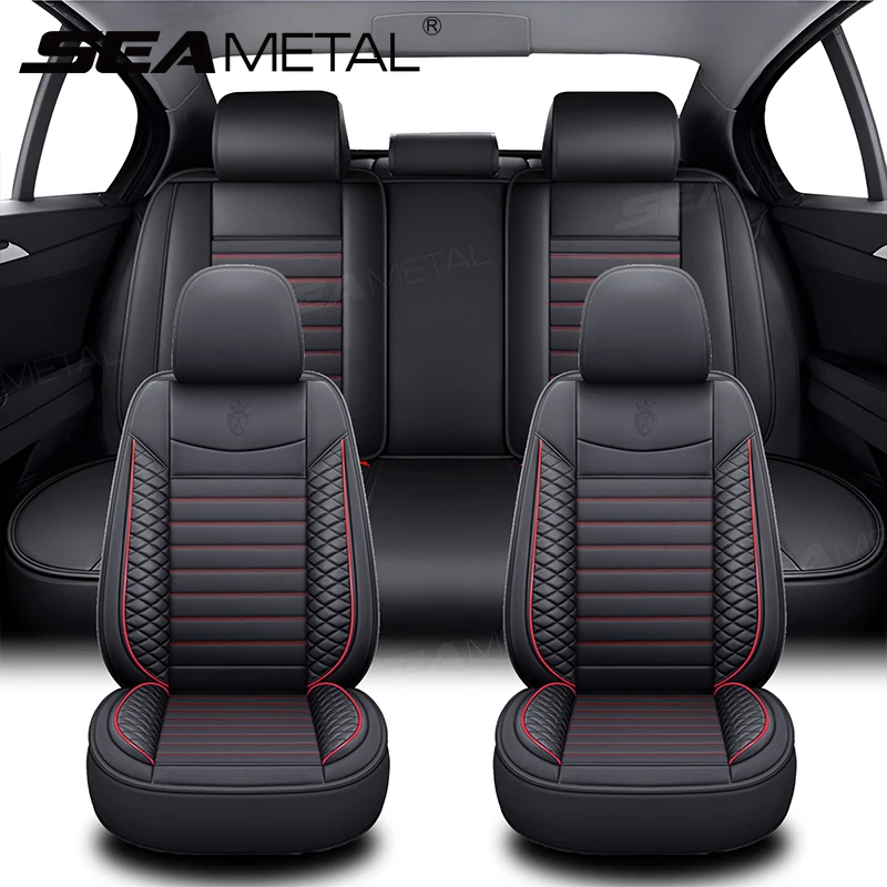 PU Leather Car Seat Covers Full Set Front Rear Anti Scratch Protector