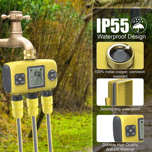 Smart Water Timer Intelligent 1/2/3-Outlet Automatic Irrigation Watering System Sprinkler Timer Garden Programmer LCD Display 4