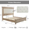 Queen Size Bed Frame with Upholstered Headboard, Solid Wood Mid-Century Platform Bed, Architectural Design, No Box Spring Needed 5