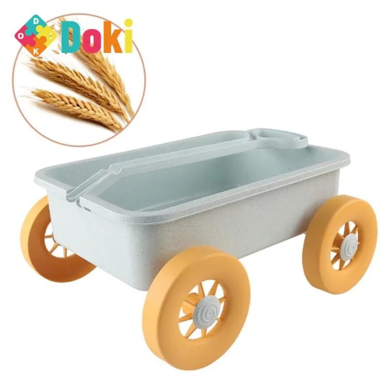 Seashore Beach Outdoor Clinker Toy Hand Pulled Truck Wheat Straw Bulldozer Sliding Little Boy Car Summer Toy