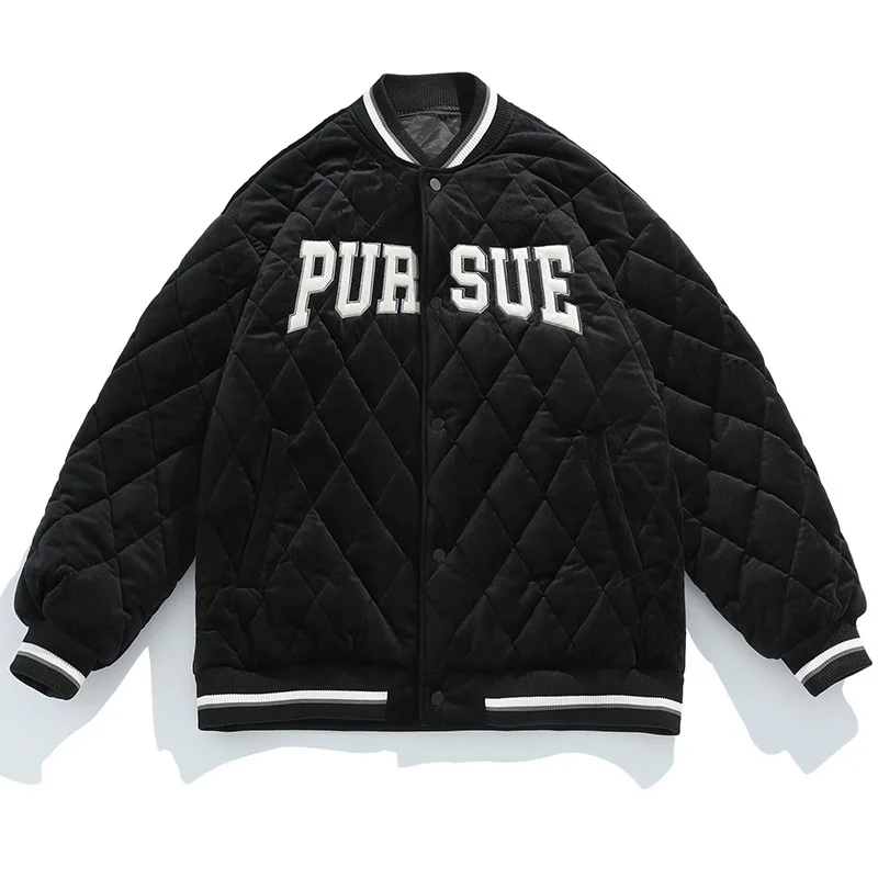 Baseball uniform men's winter new trendy brand casual jacket cotton coat large letter print loose couple cotton coat