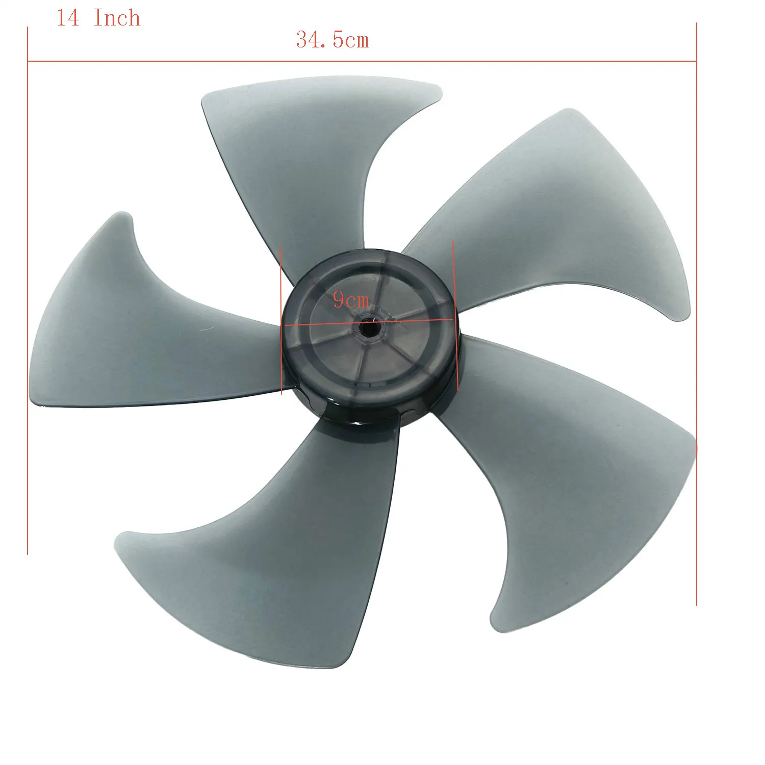 18" Replacement Fan Blade - 5 Leaf Plastic Blade With Nut Cover For Pedestal Fans