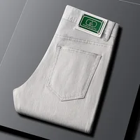 2024 autumn new jeans men's Stretch Slim high-end casual light luxury and simplicity all-match mute trousers 1