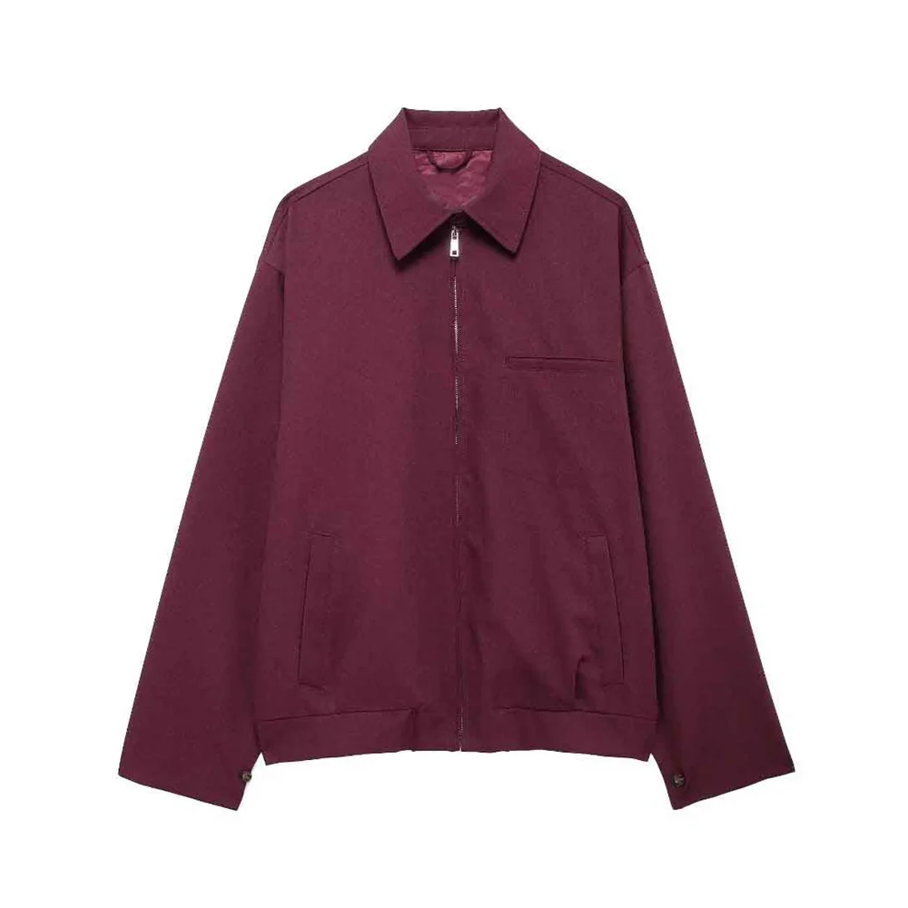 UNIZERA 2024 Autumn New Product Fashion Casual Women's Zipper Pocket Decoration Jacket Coat Lantern Mini Skirt Set 3