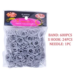 Deluxe Loom Rubber Band Bracelet Crafting Kit - 600 Pieces with Crochet Hooks for Jewelry Making and DIY Projects (GRAY)