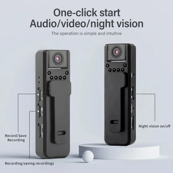 Mini telecamera portatile 1080P con visione notturna a infrarossi e funzionalità di sicurezza