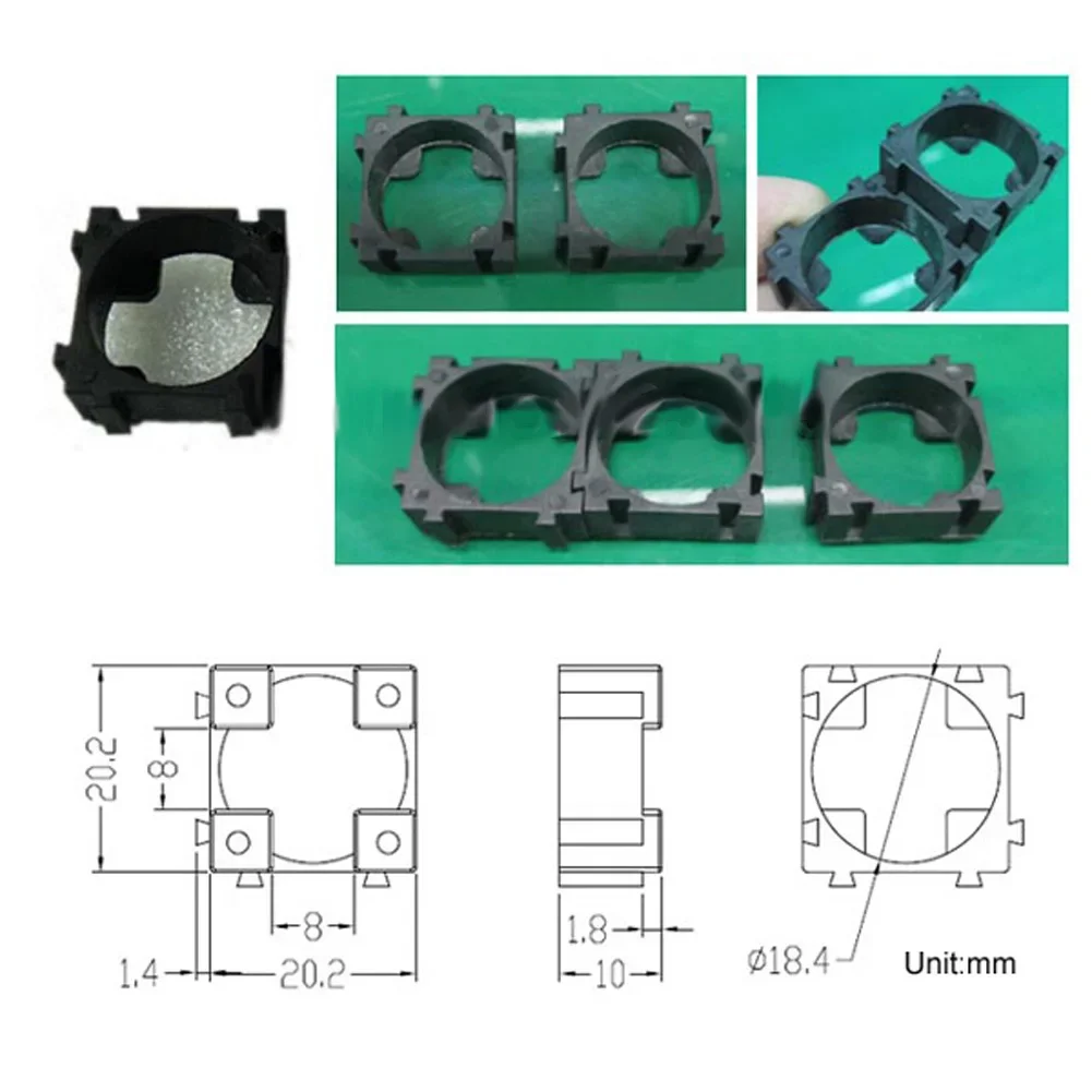 100PCS Cell Holder 18650 Lithium Battery Holder Cylindrical Anti Vibration Plastic Battery Pack Bracket Li-ion Battery Spacer