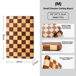 Enhanced Wooden Checkerboard Mosaic Cutting Board - Versatile Kitchen Tool (BO003M)