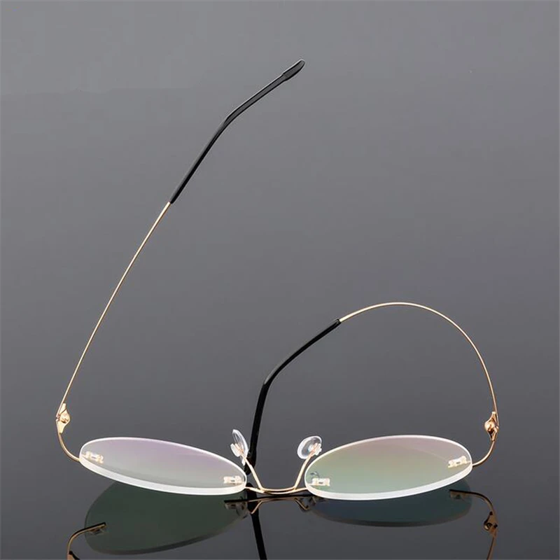 Titanium Alloy Framless Round Myopia Glasses Finished Women Men Ultra-light Rimless Prescription Eyeglasses 0 -0.5 -0.75 To -6.0 2