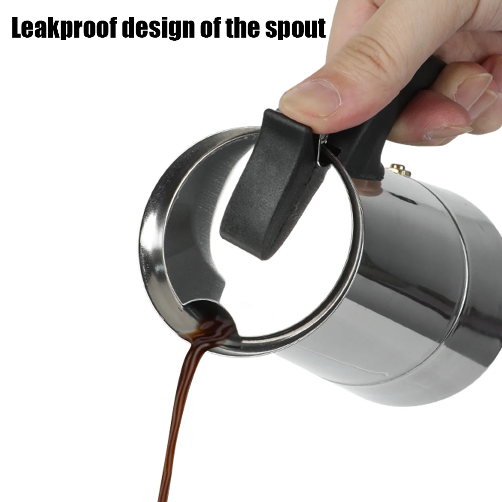 Moka Coffee Maker 2/4/6/9 Cups Stainless Steel Mocha Espresso Latte Stovetop Filter Coffee Pot for Kitchen