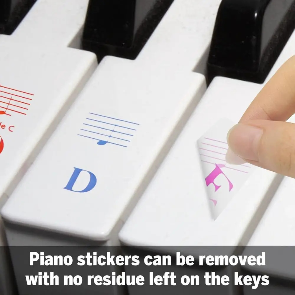 Replacement Removable Piano Training Stickers Transparent Reusable Keyboard Note Sticker Musical Supplies Piano Key Decal