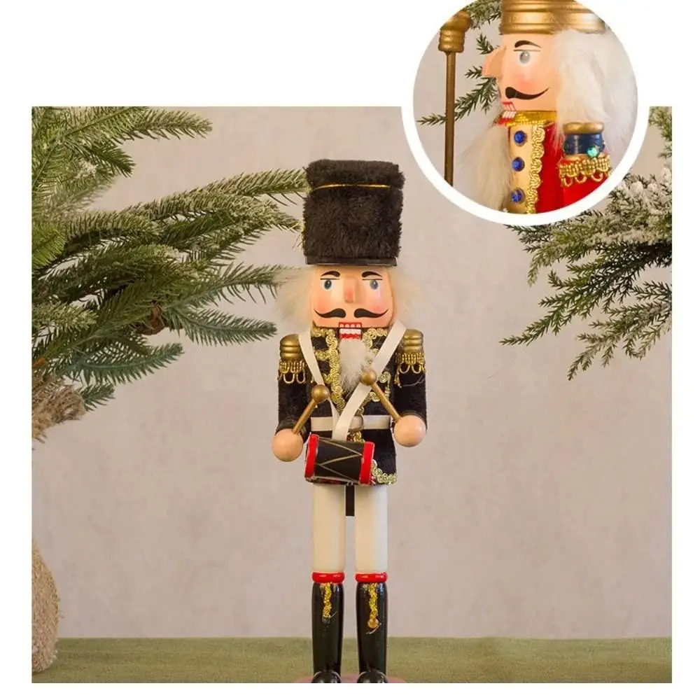 Merry Christmas Vintage Christmas Nutcracker Painted King Soldier Doll Handicraft 30cm Handcraft Figurine Office Decor