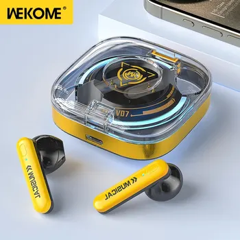 WEKOME 무선 블루투스 헤드셋 게이밍 헤드폰, 투명 및 러닝 라이트, 하이파이 음악, 저지연 이어폰, 마이크 포함