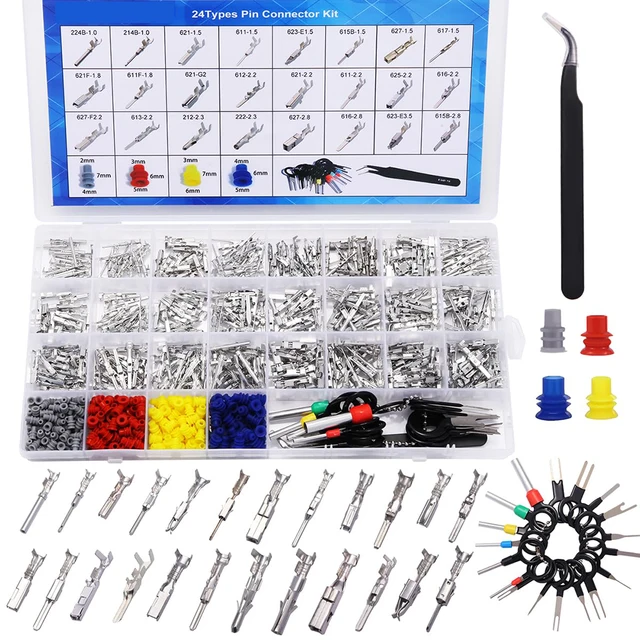 310 ชิ้นของ 23 ประเภทตัวเชื่อมต่อพินยานยนต์, 1/1.5/1.8/2.2/2.3/2.8/3.5 มม. ชุดพินเทอร์มินัลบัสชาย, เครื่องมือถอดแยกชิ้นส่วนพิน 1