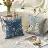 Easter Bunny Easter Egg Hydrangea blue pillow case, 18 x 18 inch eucalyptus leaf cotton cushion cover sofa decoration set of 4 3