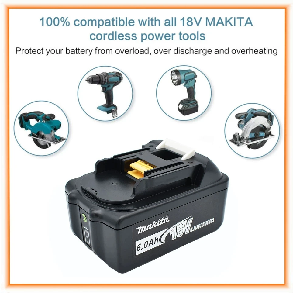 

100% Original Makita 6Ah/5Ah/3Ah for Makita 18V Battery BL1830B BL1850B BL1850 BL1840 BL1860 BL1815 Replacement Lithium Battery