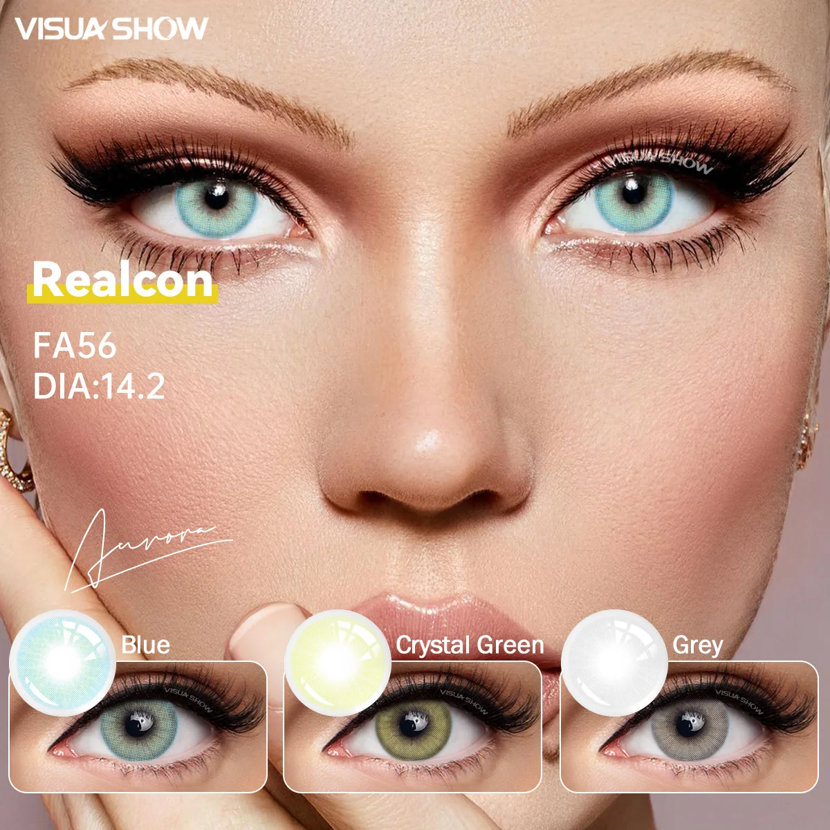 VISUASHOW Aurora 2 Pcs Yearly Use Colored Contact Lenses Natural Color Lens For Eye Beauty Myopia Contact Lens -1.00 to -8.00