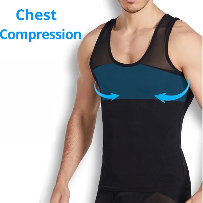 Men's Compression Tummy Control Body Shaper Tank Top Vest Undershirt Tops Shaping Sweatshirt Hide Gynecomastia Chest Shapers