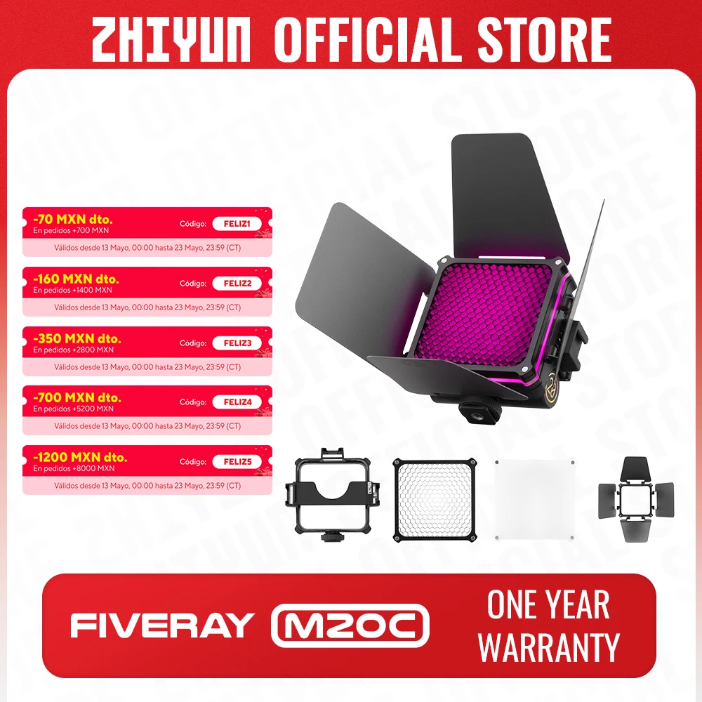 

ZHIYUN Official FIVERAY M20C RGB 20W M20 LED Video Light 2500K-10000K Photography Lights Fill Lamp App Control for Photo Studio