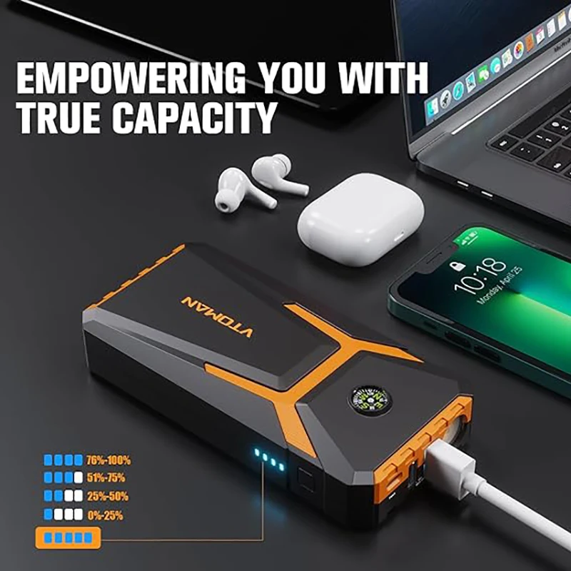 VTOMAN V6 Pro Car Jump Starter Car Battery Charger 2000A Auto Emergency Booster Starting Device