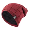 Men Winter Thick Warm Fleece Lined Beanie Women Fashionable Geometric Knitted Hats Dad Slouchy Style Skull Caps