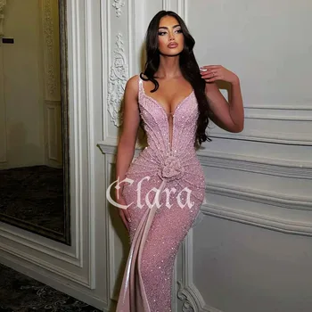 Clara Pink Mermaid Shiny Sequins Prom Dress Sexy Spaghetti Strap vestidos de noche Floor-Length Formal Evening 2025 Customize 1